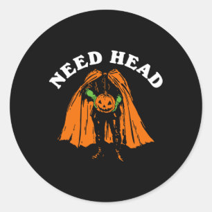 Halloween Pumpkin Man Need Head Costume Party Classic Round Sticker