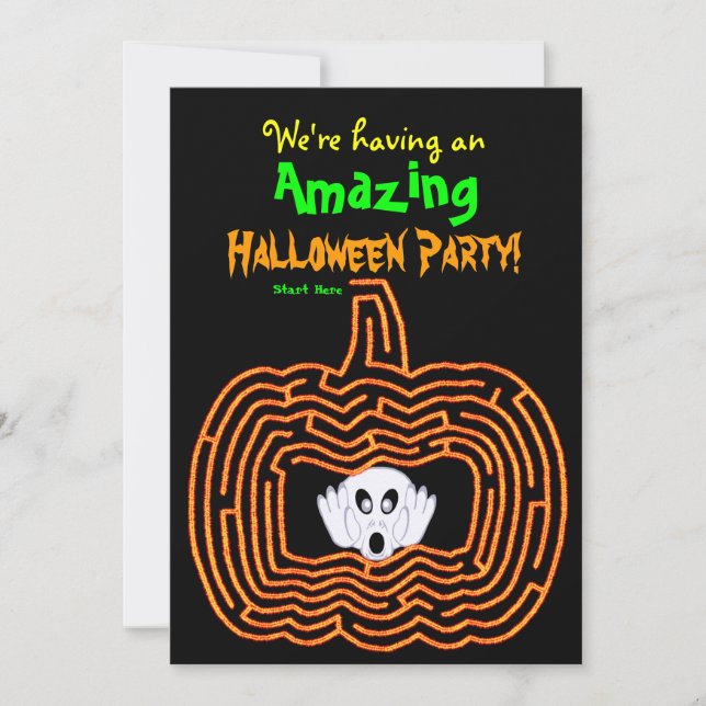 Halloween Pumpkin Maze and Ghost Invitation (Front)
