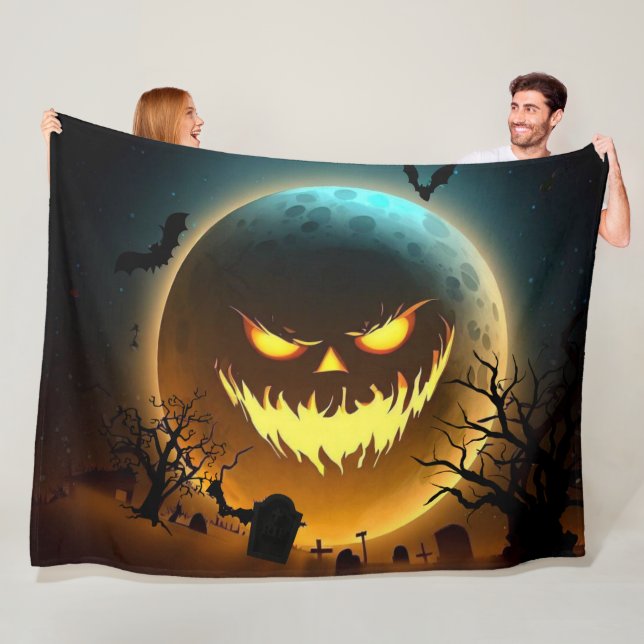 Halloween/pumpkin/moon/fall Fleece Blanket (In Situ)