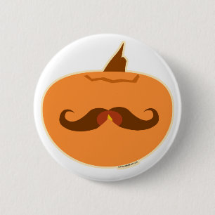 Halloween Pumpkin Moustache 2 Inch Round Button