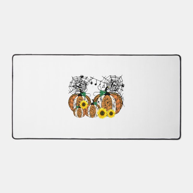 Halloween Pumpkin Music Symbols Music Teacher Desk Mat (Front)