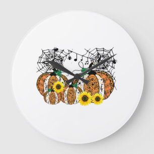 Halloween Pumpkin Music Symbols Music Teacher Large Clock
