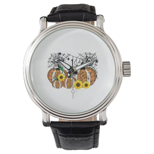 Halloween Pumpkin Music Symbols Music Teacher Watch (Front)