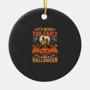 Halloween Pumpkin Never Too Early Castle Graphic_1 Ceramic Ornament