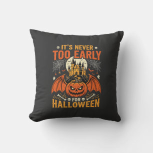 Halloween Pumpkin Never Too Early Castle Graphic_1 Throw Pillow