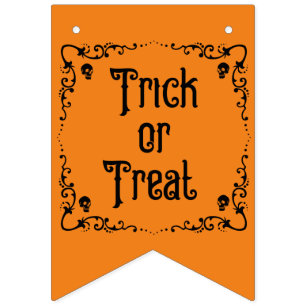 Halloween Pumpkin Orange and Black Trick or Treat  Bunting Flags