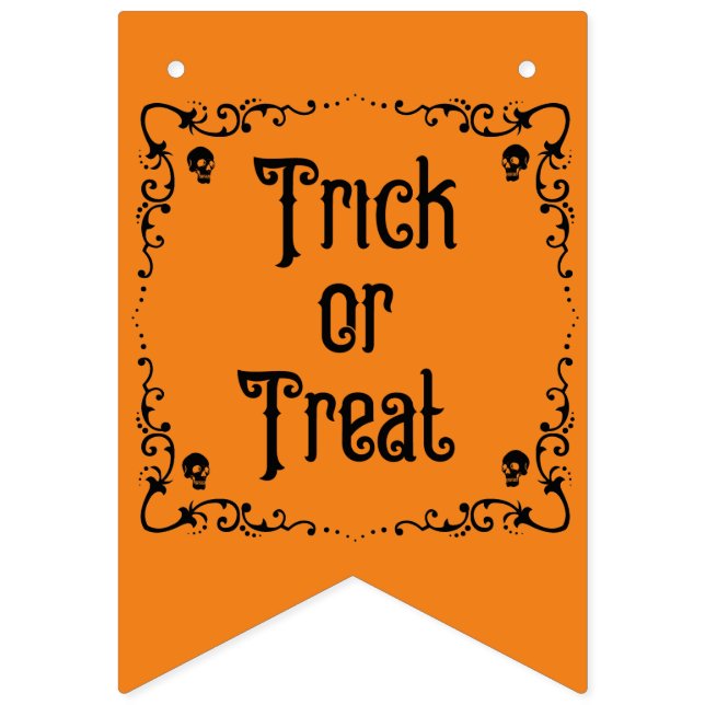 Halloween Pumpkin Orange and Black Trick or Treat  Bunting Flags (First Flag)