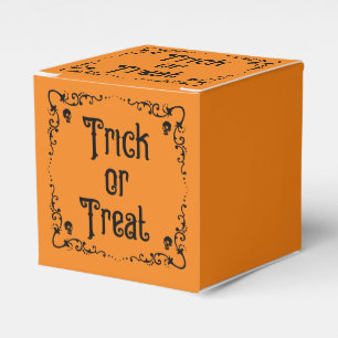 Halloween Pumpkin Orange and Black Trick or Treat Favor Box