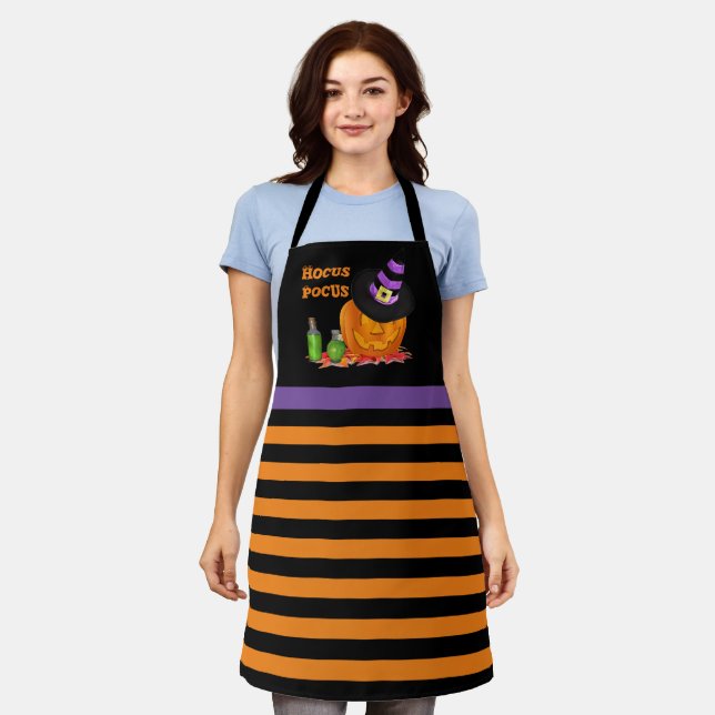 Halloween Pumpkin Orange Black Apron (Worn)