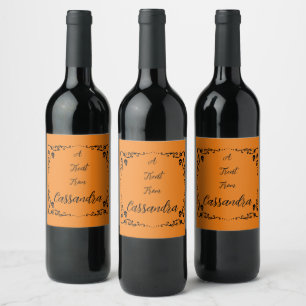 Halloween Pumpkin Orange Personalized Wine Label