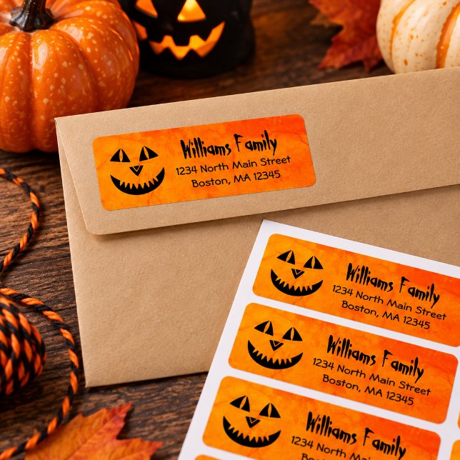 Halloween Pumpkin Orange Return Address (Halloween Pumpkin Orange Return Address Label)
