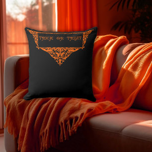 Halloween Pumpkin Orange Trick or Treat  Throw Pillow