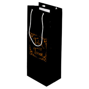 Halloween Pumpkin Orange Trick or Treat Wine Gift Bag