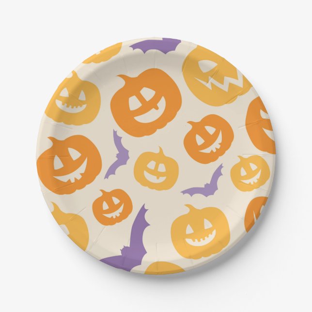 Halloween Pumpkin Paper Plate (Front)