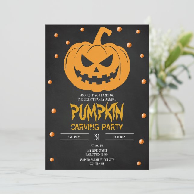 Halloween Pumpkin Party Invitation (Standing Front)