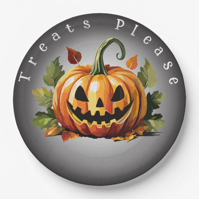 Halloween Pumpkin Patch Customizable  Paper Plate (Front)