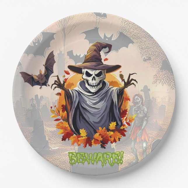 Halloween Pumpkin Patch Paper Plate (Front)