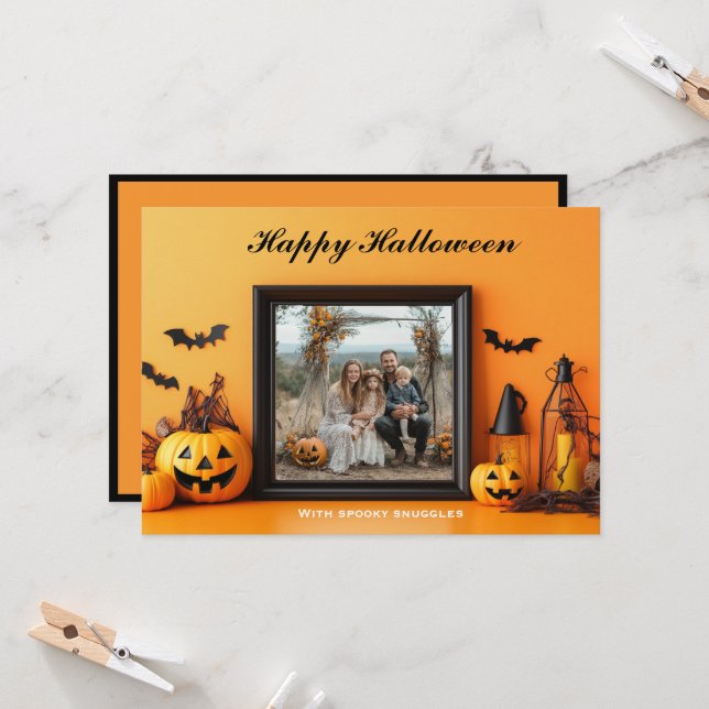 Halloween Pumpkin Patch Portraits Card (Front/Back In Situ)