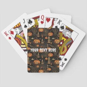 Halloween Pumpkin Pattern Dark Playing Cards