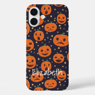 Halloween Pumpkin Pattern Jack O Lantern Custom Ca iPhone 16 Plus Case