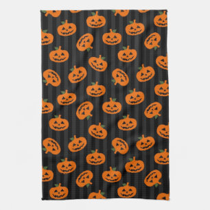Halloween Pumpkin Pattern Kitchen Towel