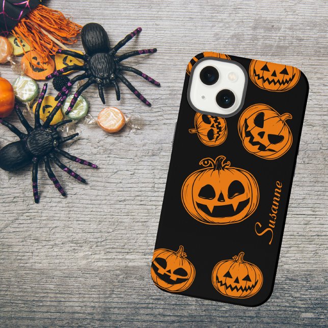 Halloween Pumpkin Pattern Phone 15 Case (Creator Uploaded)