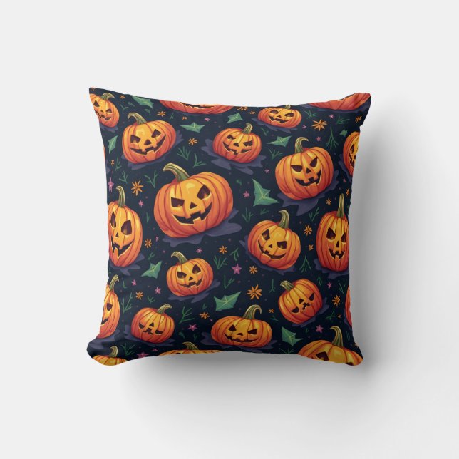 Halloween pumpkin pattern pillow cushion (Front)