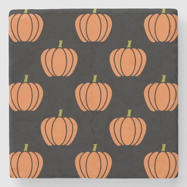 Halloween Pumpkin Pattern Stone Coaster (Front)