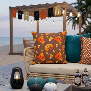 Halloween Pumpkin Pattern Throw Pillow