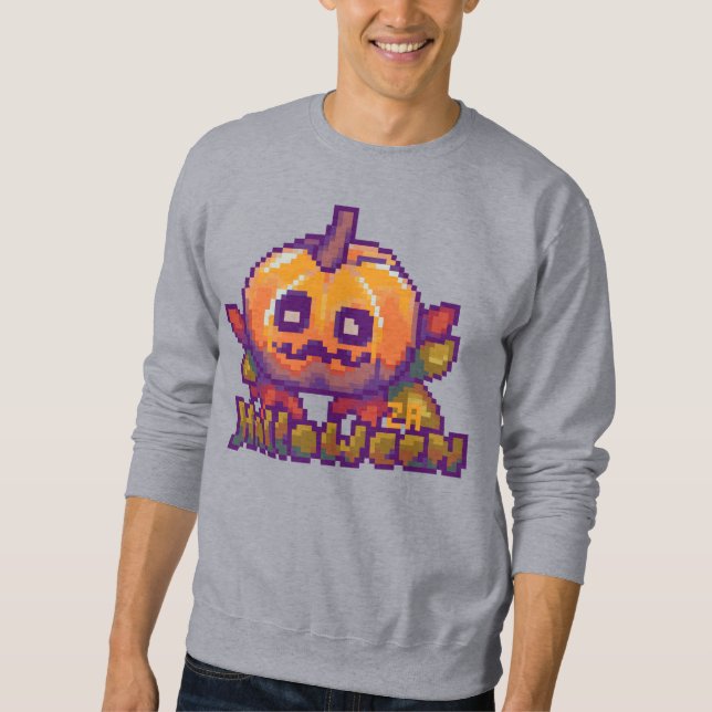 Halloween pumpkin pixel art sweatshirt (Front)