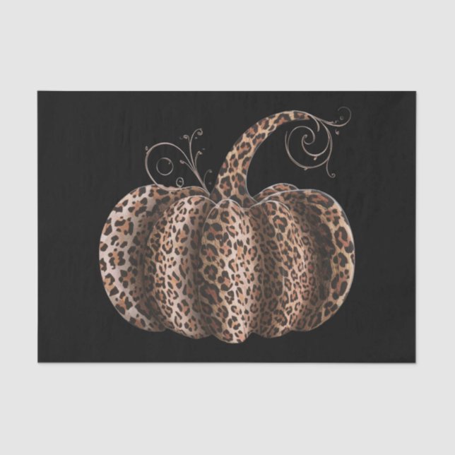 Halloween Pumpkin Plaid Leopard Fall Thanksgiving  Tissue Paper (Front)