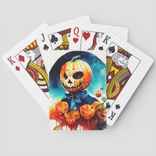 Halloween pumpkin playing cards