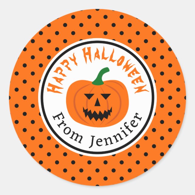 Halloween Pumpkin Polka Dots Stickers (Front)