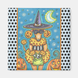 HALLOWEEN PUMPKIN POODLE, DOG MAGNET Square