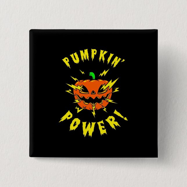 Halloween Pumpkin Power 2 Inch Square Button (Front)