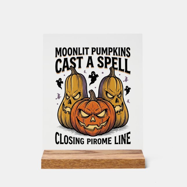 Halloween Pumpkin Quote Moonlit Jack O Lantern Eng Acrylic Sign (Front)