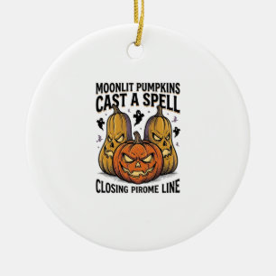 Halloween Pumpkin Quote Moonlit Jack O Lantern Eng Ceramic Ornament