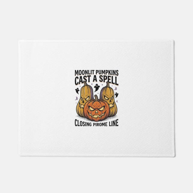 Halloween Pumpkin Quote Moonlit Jack O Lantern Eng Doormat (Front)