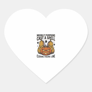 Halloween Pumpkin Quote Moonlit Jack O Lantern Eng Heart Sticker