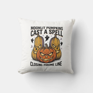 Halloween Pumpkin Quote Moonlit Jack O Lantern Eng Throw Pillow