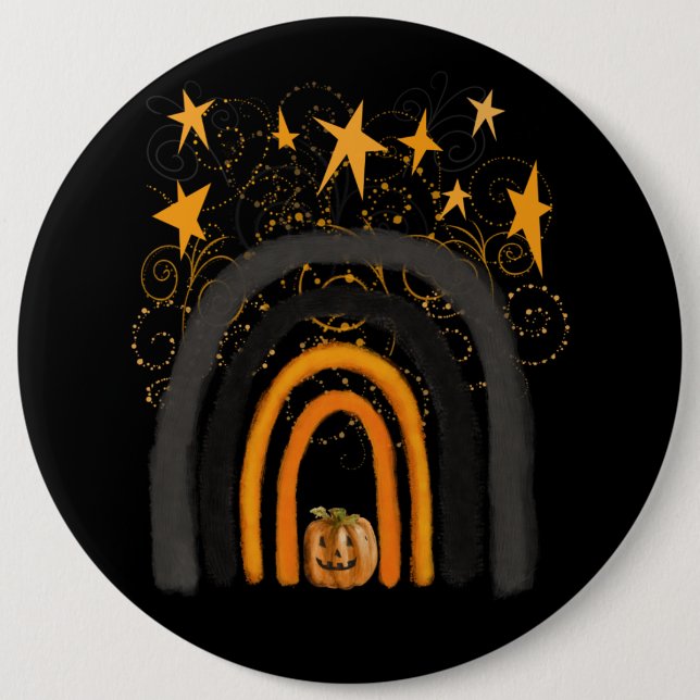 Halloween Pumpkin Rainbow 6 Inch Round Button (Front)