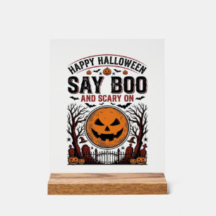 Halloween Pumpkin Say Boo Scary Vintage_1 Acrylic Sign
