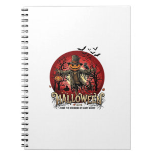 Halloween Pumpkin Scarecrow Raven Bats_1 Notebook