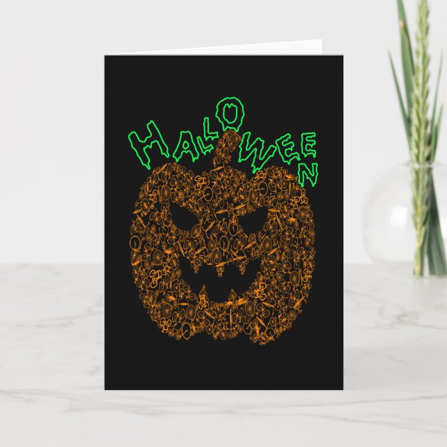 Halloween Pumpkin Scary Bike Card (Front)