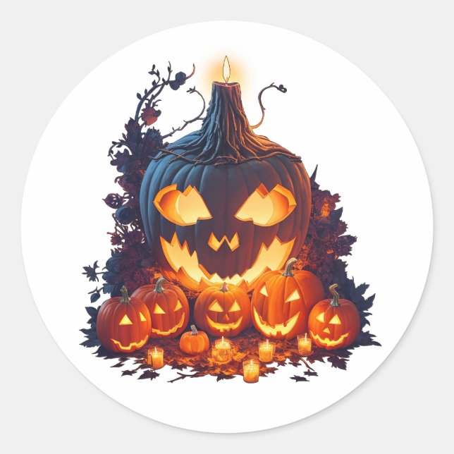 Halloween Pumpkin Scary story Classic Round Sticker (Front)