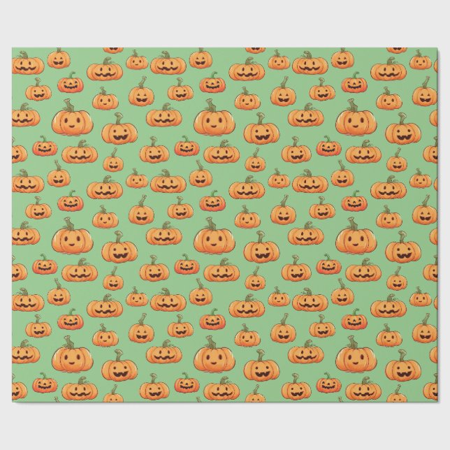 Halloween Pumpkin Seamless Pattern Wrapping Paper (Seam)