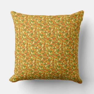 Halloween Pumpkin Seeds Orange Beige Green Throw Pillow