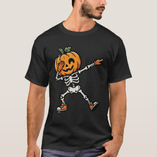 Halloween Pumpkin Skeleton Dab Cute Costume Boys T-Shirt