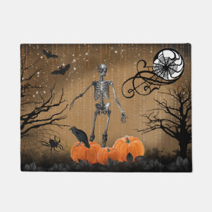 Halloween Pumpkin Skeleton Doormat