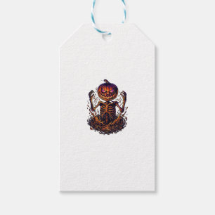 Halloween Pumpkin Skeleton Magic Portal Flames_1 Gift Tags